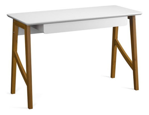 Encontraproduto.com.br - Escrivaninha Taurus Quarto Escritório 1 Gaveta Branco Branco