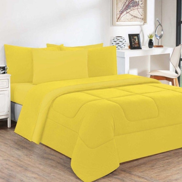 Encontraproduto.com.br - Edredom Malha 100% Algodão Gran Moratta 1 Peça King - Amarelo-amarelo