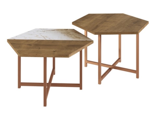 Encontraproduto.com.br - Conjunto 2 Mesas de Centro Idea Metta Woodmel e Volakas
