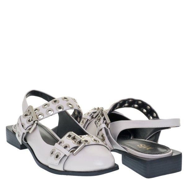 Encontraproduto.com.br - Mule M|S Couro Metalizado Off White