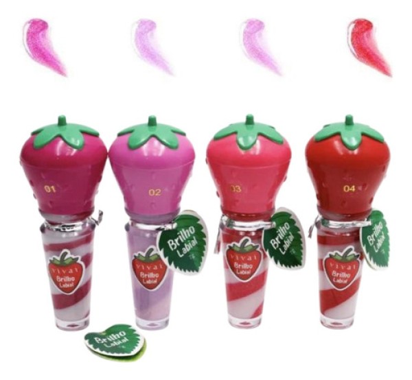 Kit C/4 Unid Brilho Labial Vivai Gloss Morango