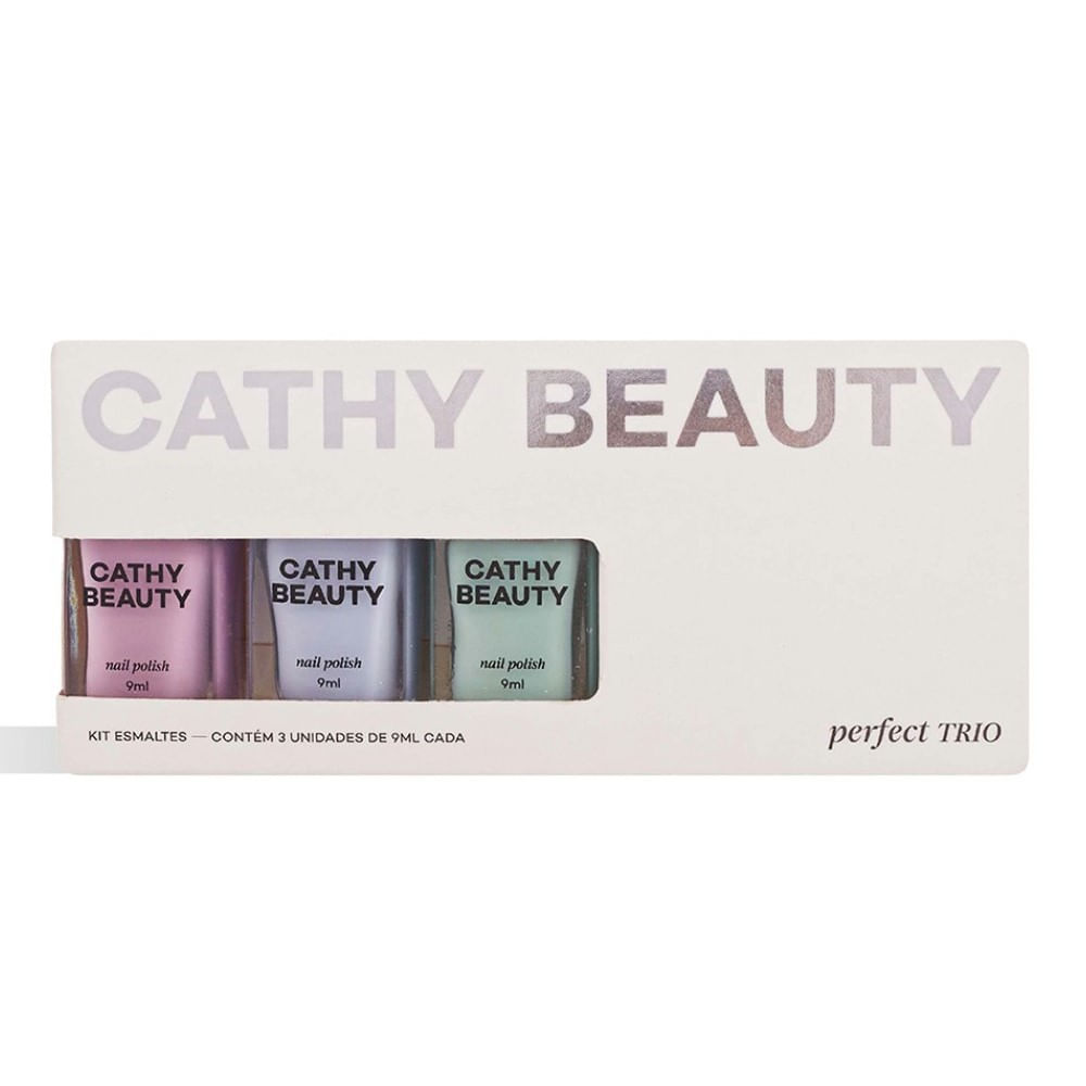 Encontraproduto.com.br - Kit Esmalte Cathy Beauty Perfect Trio 3 Unidades de 9ml cada