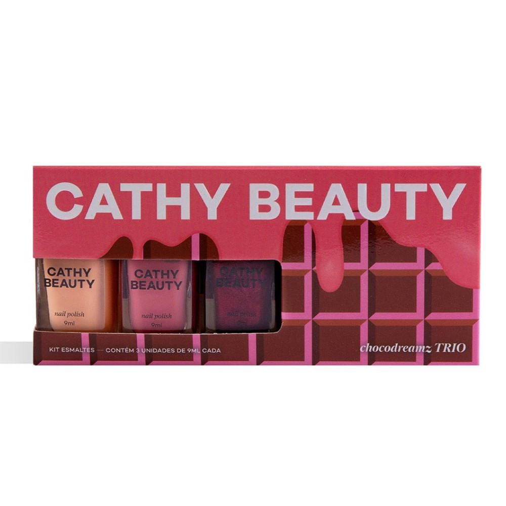Encontraproduto.com.br - Kit Esmalte Cathy Beauty Chocodreamz Trio 3 Unidades de 9ml cada
