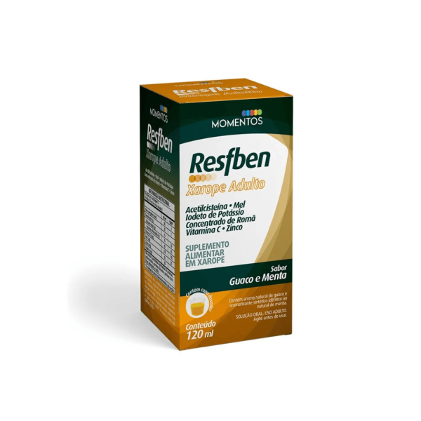 Encontraproduto.com.br - Xarope Resfben 120ml Adulto Guaco e Menta Momentos