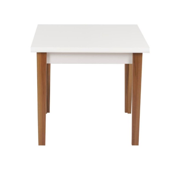 Encontraproduto.com.br - Mesa de Jantar Quadrada 4 Lugares 80x80cm em MDF e Madeira Maciça Mabel Branca - Straub Web