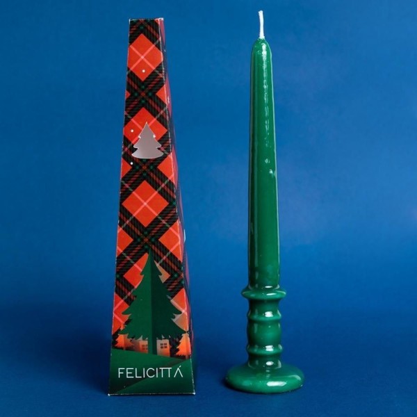 Encontraproduto.com.br - Unique Candles Velas Com Castiçal Colorida Alta Natal Verde Escuro