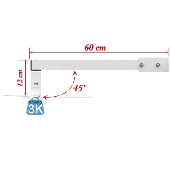 Encontraproduto.com.br - Suporte Projetor Datashow Mini Led Parede Braço 60 Cm - Branco