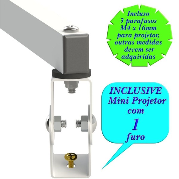 Encontraproduto.com.br - Suporte Projetor Datashow Mini Led Parede Braço 60 Cm - Branco