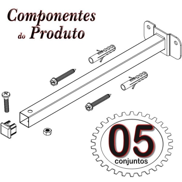 Encontraproduto.com.br - 10 Suportes Refletor Base Reta Braço 100 Cm 10 Cjts - Branco