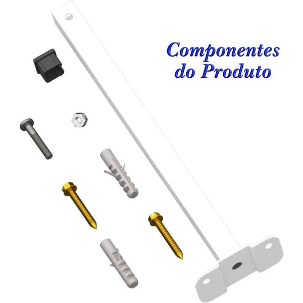 Encontraproduto.com.br - 10 Suportes Refletor Base Reta Braço 100 Cm 10 Cjts - Branco