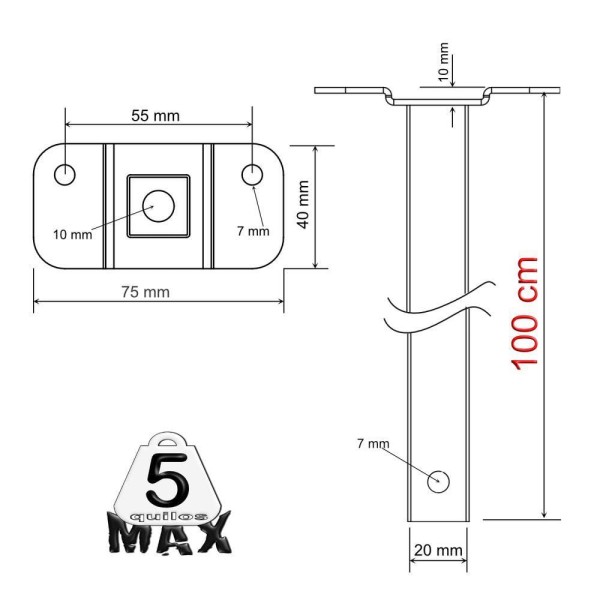 Encontraproduto.com.br - 10 Suportes Refletor Base Reta Braço 100 Cm 10 Cjts - Branco