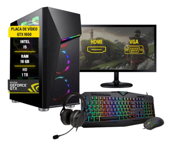 Encontraproduto.com.br - Pc Gamer Completo I5 10° Memória 16gb Ddr4 Gtx 1650 Hd 1tb Ssd480gb
