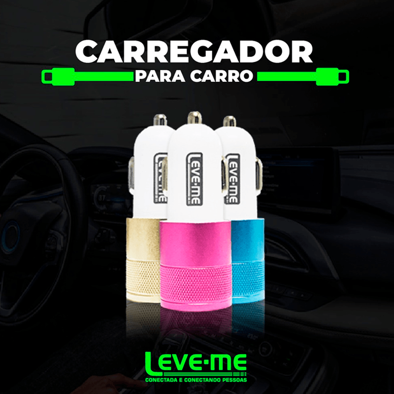 Encontraproduto.com.br - Carregador Carro Leve-Me 02 Entradas Usb