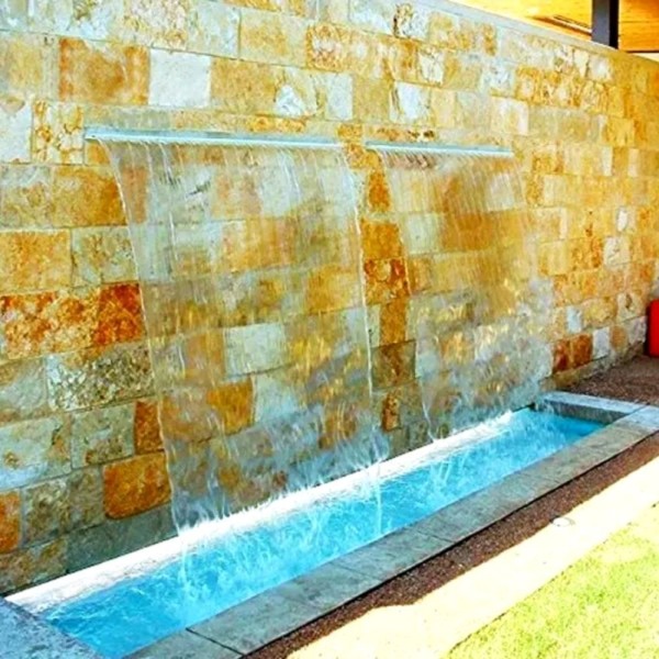 Encontraproduto.com.br - Cascata 100Cm Para Piscina De Embutir Na Parede Com Acabamento Em Aço Inox - 1 Metro