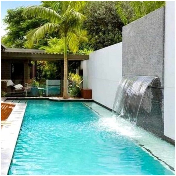 Encontraproduto.com.br - Cascata 100Cm Para Piscina De Embutir Na Parede Com Acabamento Em Aço Inox - 1 Metro
