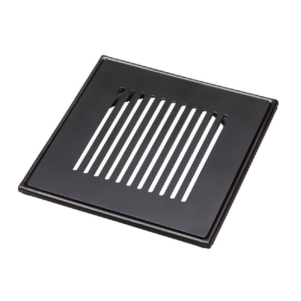 Encontraproduto.com.br - Grelha C/ Base Invinox 15 X15 Listras Black Matte 5006/1.bm.c