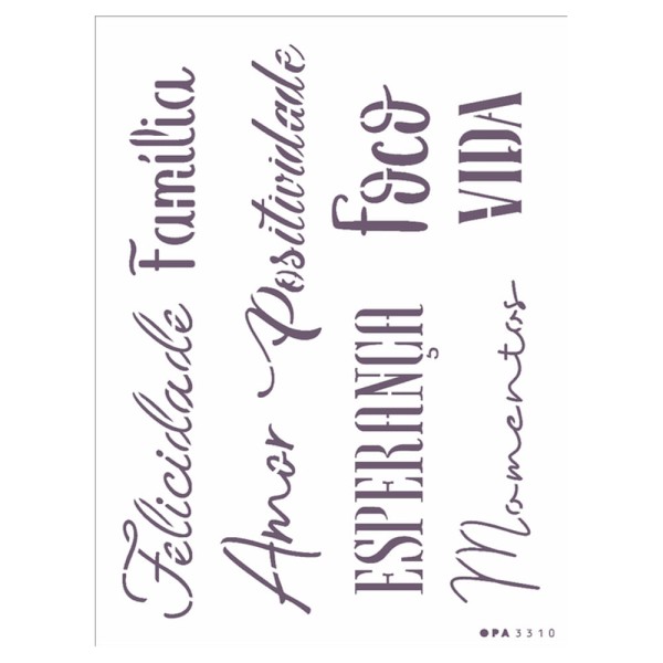 Stencil de Acetato para Pintura Opa Simples 15 X 20 Cm - 3310 Palavras Lettering II