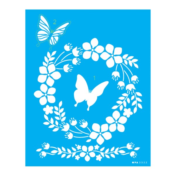 Encontraproduto.com.br - Stencil de Acetato para Pintura Opa Simples 20 X 25 Cm - 3322 Guirlanda Borboleta