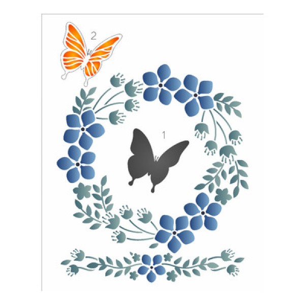 Encontraproduto.com.br - Stencil de Acetato para Pintura Opa Simples 20 X 25 Cm - 3322 Guirlanda Borboleta