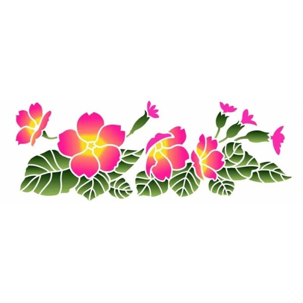 Encontraproduto.com.br - Stencil 10 x 30 cm Flores Primulas Ref.3462 OPA