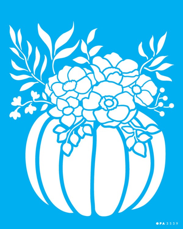 Encontraproduto.com.br - Stencil Opa Abóbora com Flores 20x25 3539