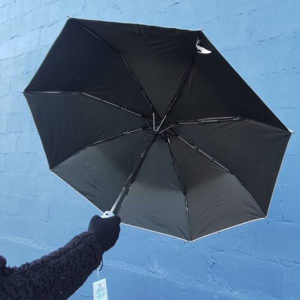 Encontraproduto.com.br - Mini Sombrinha 97cm Fazzoletti Guarda Chuva De Bolsa Automática Proteção Solar Ultrablock Cinza