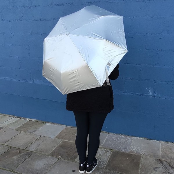 Encontraproduto.com.br - Mini Sombrinha 97cm Fazzoletti Guarda Chuva De Bolsa Automática Proteção Solar Ultrablock Cinza