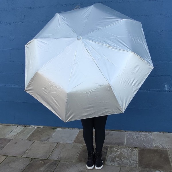 Encontraproduto.com.br - Mini Sombrinha 97cm Fazzoletti Guarda Chuva De Bolsa Automática Proteção Solar Ultrablock Cinza