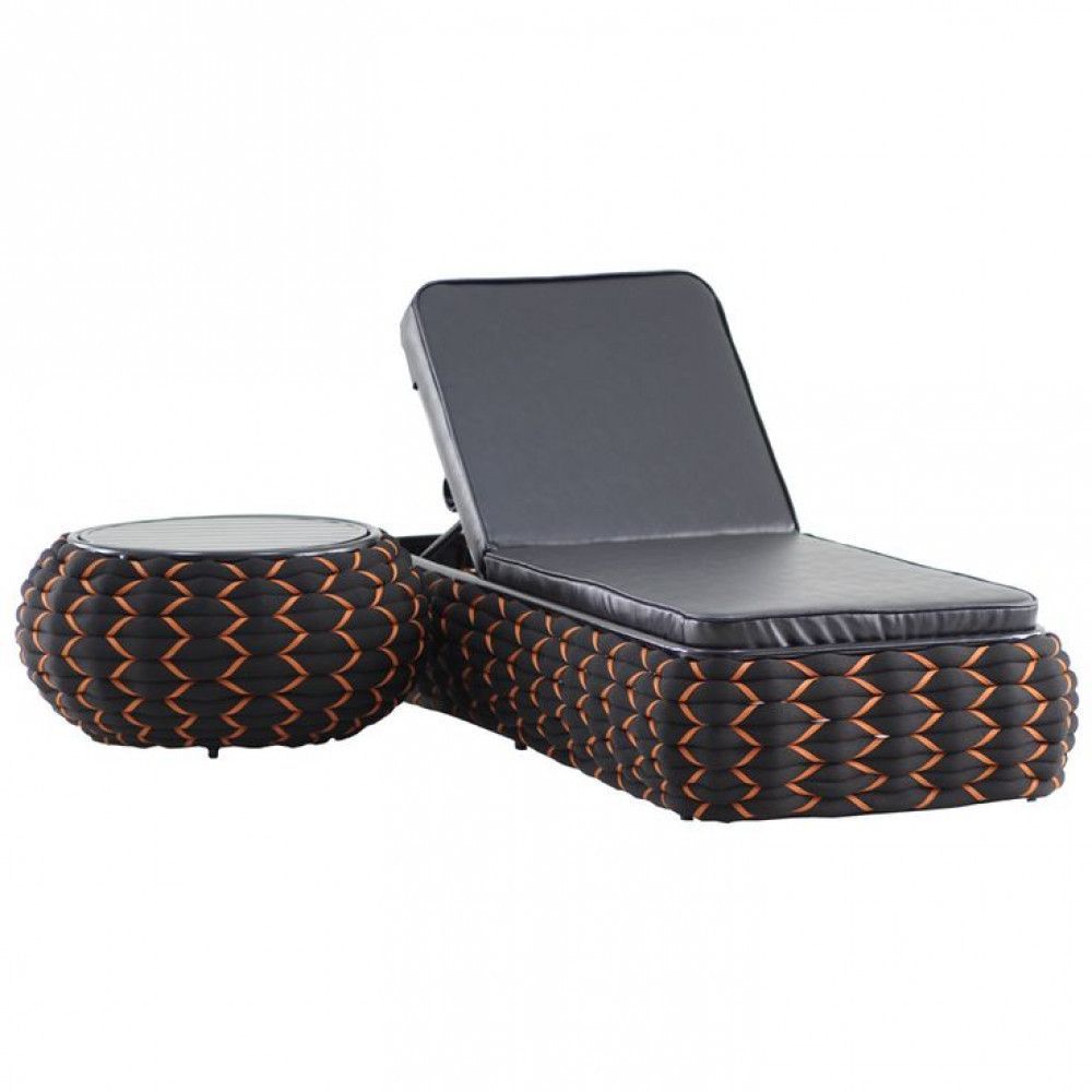 Encontraproduto.com.br - Espreguiçadeira E Mesa Tricô Náutico Piscina Alumínio Jardim Azul Marinho