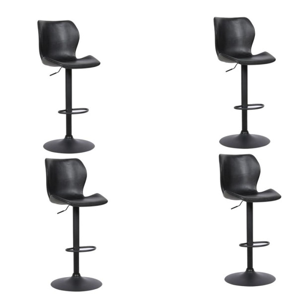 Encontraproduto.com.br - Kit 4 Banquetas Base em Aço Giratória Naboo Com Regulagem de Altura PU Preto G56 - Gran Belo