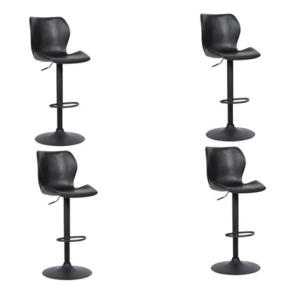 Encontraproduto.com.br - Kit 4 Banquetas Base em Aço Giratória Naboo Com Regulagem de Altura PU Preto G56 - Gran Belo