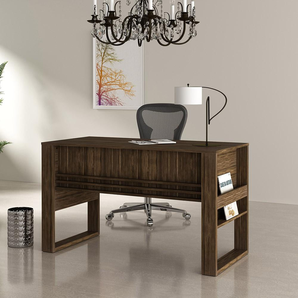 Encontraproduto.com.br - Mesa com Aplique para Escritório Home Office ME4146 MDP Nogal G69 - Gran Belo