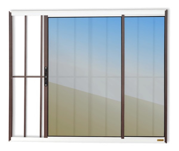 Encontraproduto.com.br - Janela Confort 2 Folhas Com Grade Vidro Reflex 100cm X 100cm Brimak Mix Corten