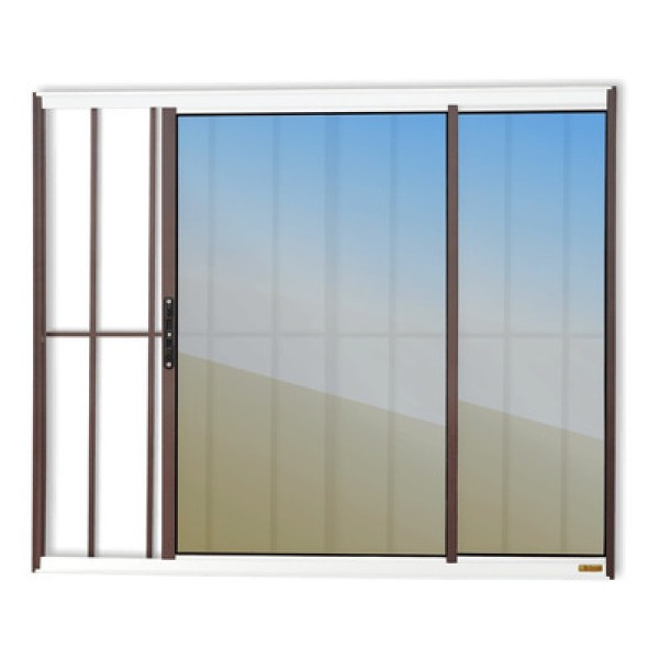 Janela Confort 2 Folhas Com Grade Vidro Reflex 80cm X 100cm Brimak Mix Corten