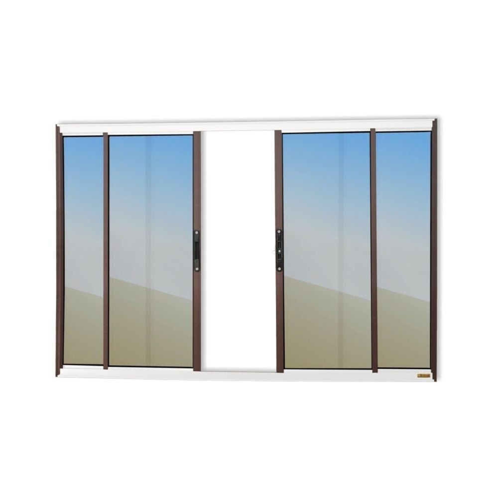 Janela Confort 4 Folhas Vidro Reflex 120cm X 150cm Brimak Mix Corten