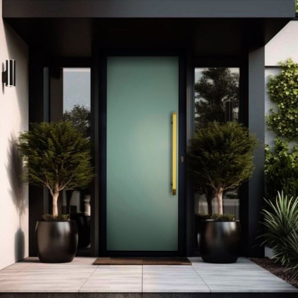 Porta De Aluminio 210x90cm Com Puxador Super Murano Brimak Preto Dourado