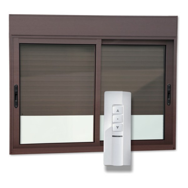 Janela Elite 2 Folhas Moveis Com Persiana Integrada Correr Com Motor E Controle Remoto 140 X 150 Vidro Liso Corten