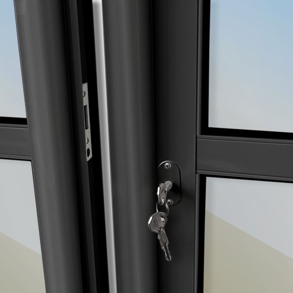 Encontraproduto.com.br - Porta De Correr 4 Folhas Moveis 210 X 200 Elite Com Fechadura Tetra Vidro Reflex Mix Preto
