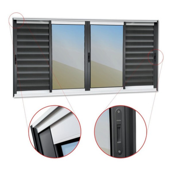 Veneziana Elite 6 Folhas Moveis 100 X 120 Vidro Reflex Mix Preto