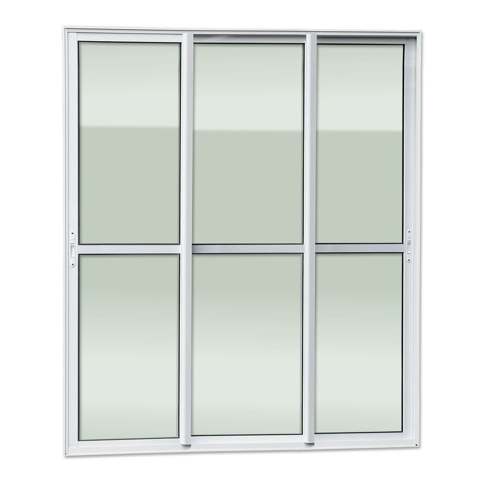 Encontraproduto.com.br - Porta De Correr 3 Folhas Moveis Sequenciais 210 X 200 Elite Com Fecho Automático Vidro Liso Branco