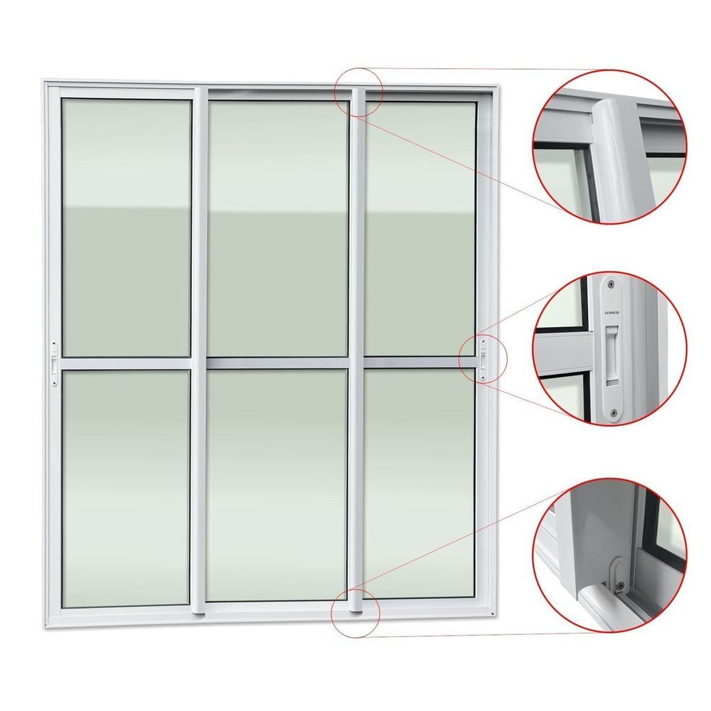 Encontraproduto.com.br - Porta De Correr 3 Folhas Moveis Sequenciais 210 X 200 Elite Com Fecho Automático Vidro Liso Branco
