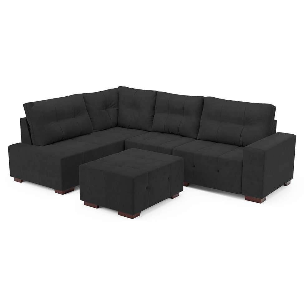 Sofá de Canto 8 Lugares Ipanema Suede Cinza Escuro