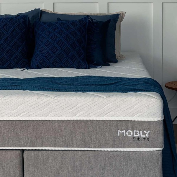 Colchão Viúva Sublime Mola Ensacada e Espuma Viscoelástica (32x128x188) Cinza e Branco