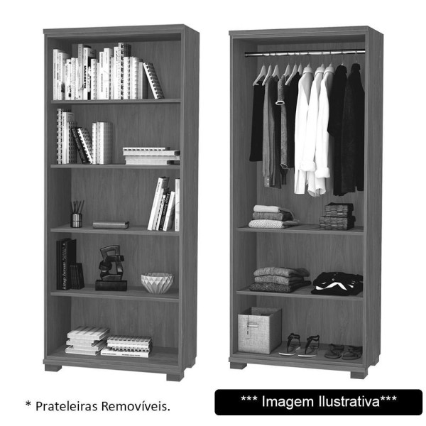 Encontraproduto.com.br - Armário Multiuso 2 Portas 4 Prateleiras New F08 Nocciola - Mpozenato