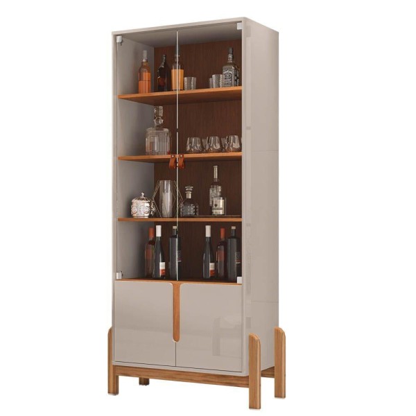 Encontraproduto.com.br - Cristaleira 4 Portas Lizz C14 Off White/cedro