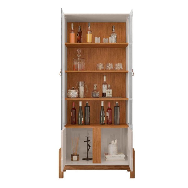 Encontraproduto.com.br - Cristaleira 4 Portas Lizz C14 Off White/cedro
