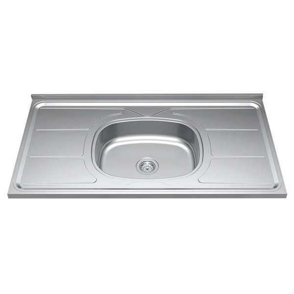 Encontraproduto.com.br - Pia De Cozinha Com Cuba E Válvula Bali 100Cm Aço Inox Ghel