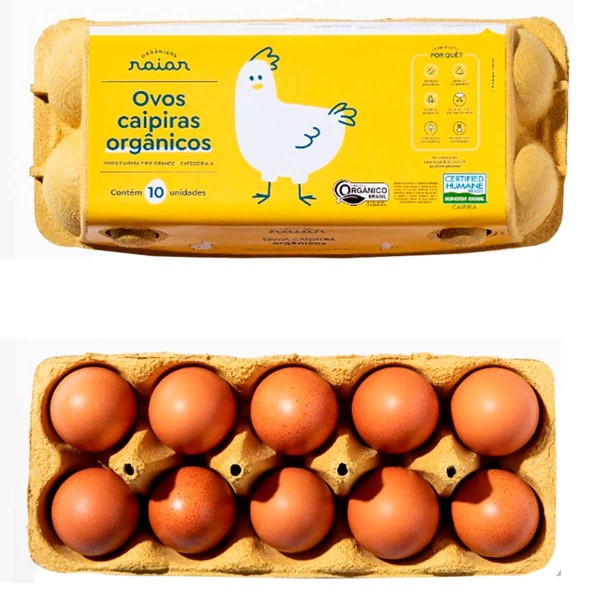 Ovos Caipiras Orgânicos Raiar 10 unidades