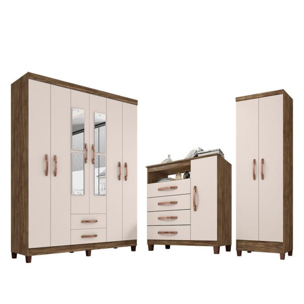 Encontraproduto.com.br - Guarda Roupa De Casal Modena Com Sapateira Cannes Multiuso Egito Teka Champanhe Incorplac