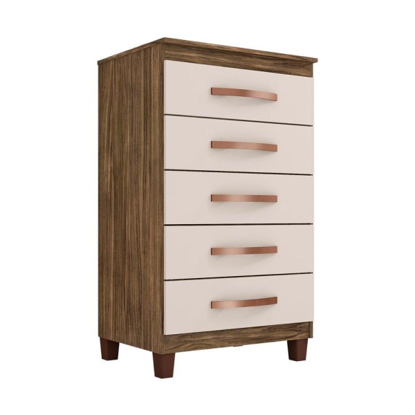 Encontraproduto.com.br - Guarda Roupa Solteiro 4 Portas 2 Gavetas Com Cômoda 5 Gavetas Cannes Teka Champanhe Incorplac